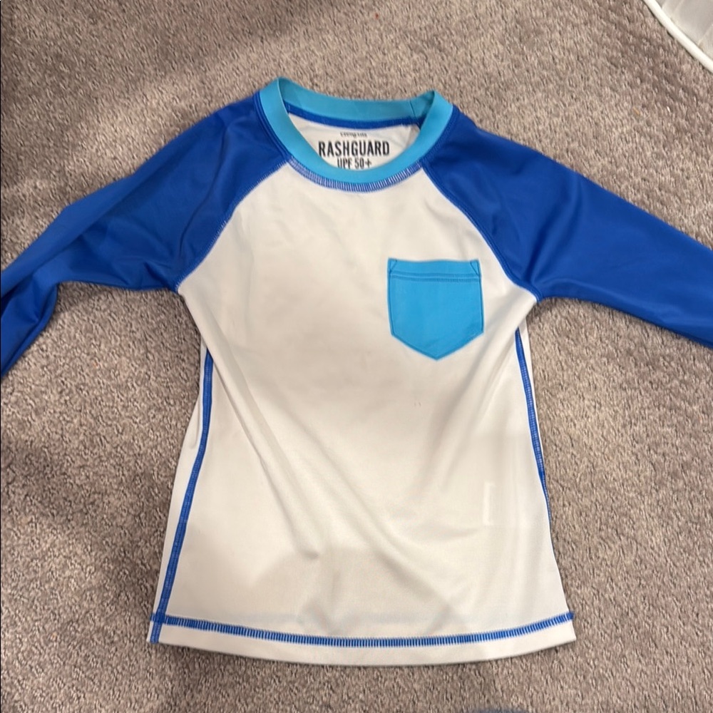 Kids Swim Shirt - Blue and White